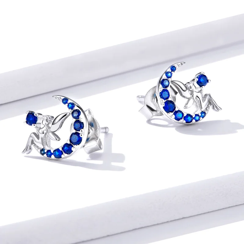 (imagem para) Pandora Style Moon Elf Stud Earrings - BSE376 - Visualizar 4