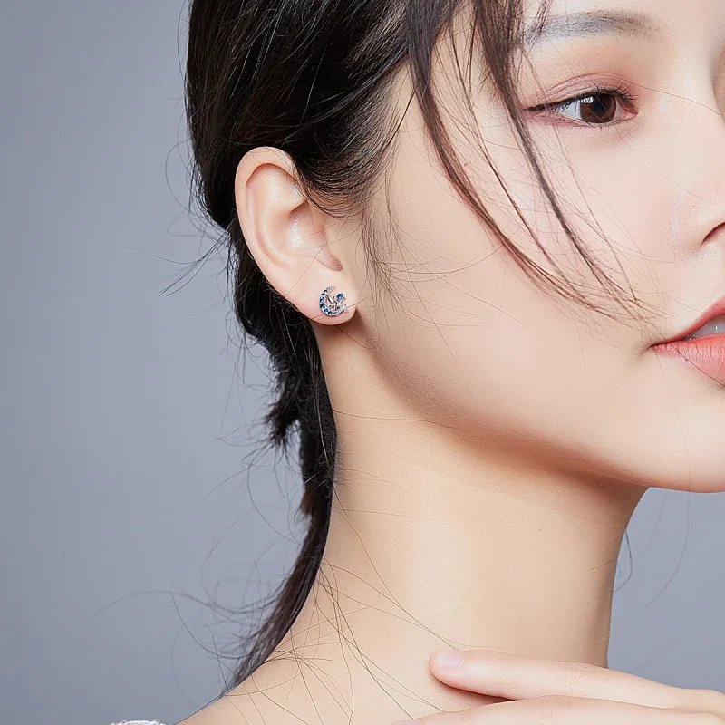 (imagem para) Pandora Style Moon Elf Stud Earrings - BSE376 - Visualizar 6