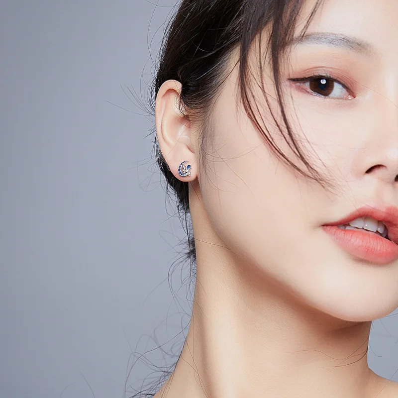 (imagem para) Pandora Style Moon Elf Stud Earrings - BSE376 - Visualizar 7