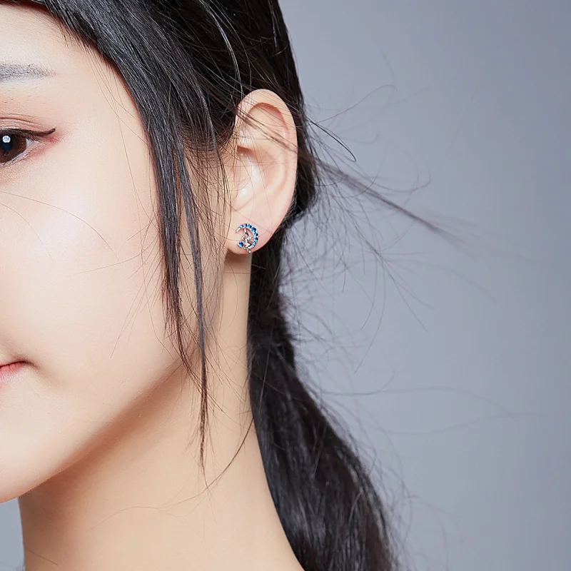 (imagem para) Pandora Style Moon Elf Stud Earrings - BSE376 - Visualizar 8