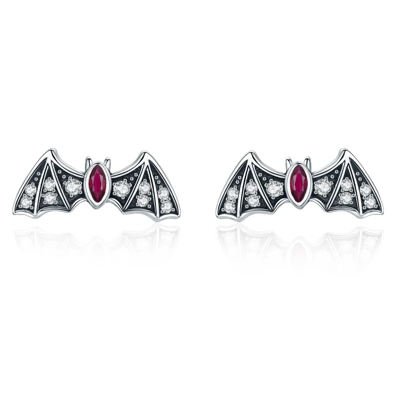 (imagem para) Pandora Style Mystery Bat Stud Earrings - BSE004