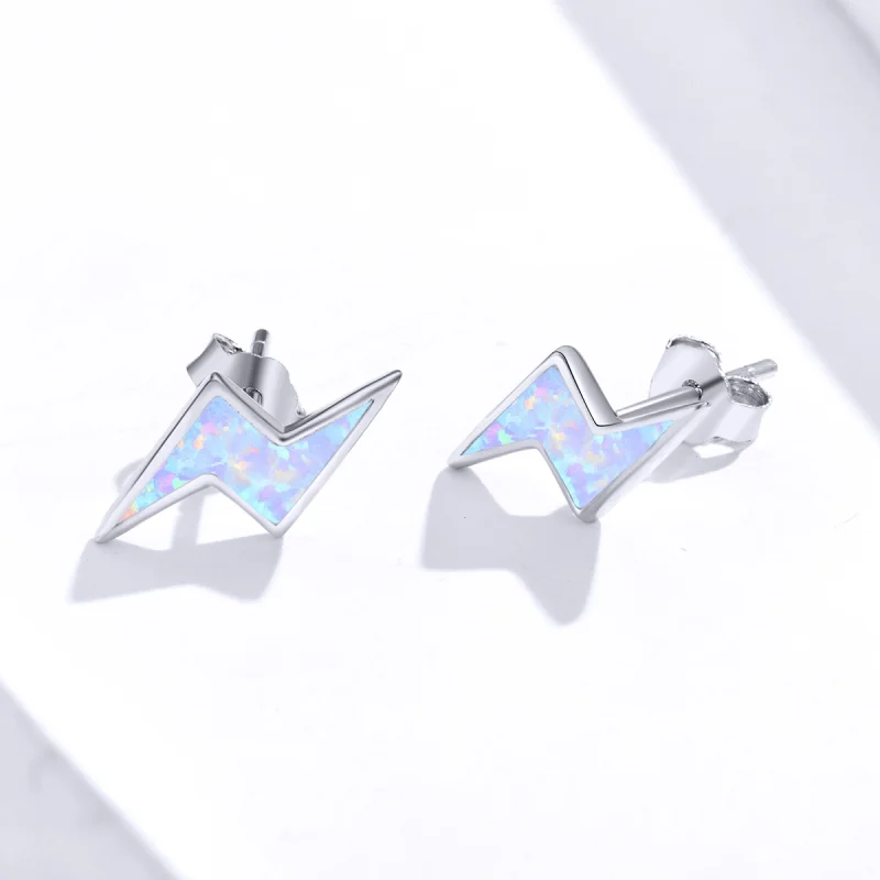 (imagem para) Pandora Style Opal Lightning Stud Earrings - SCE860 - Visualizar 3