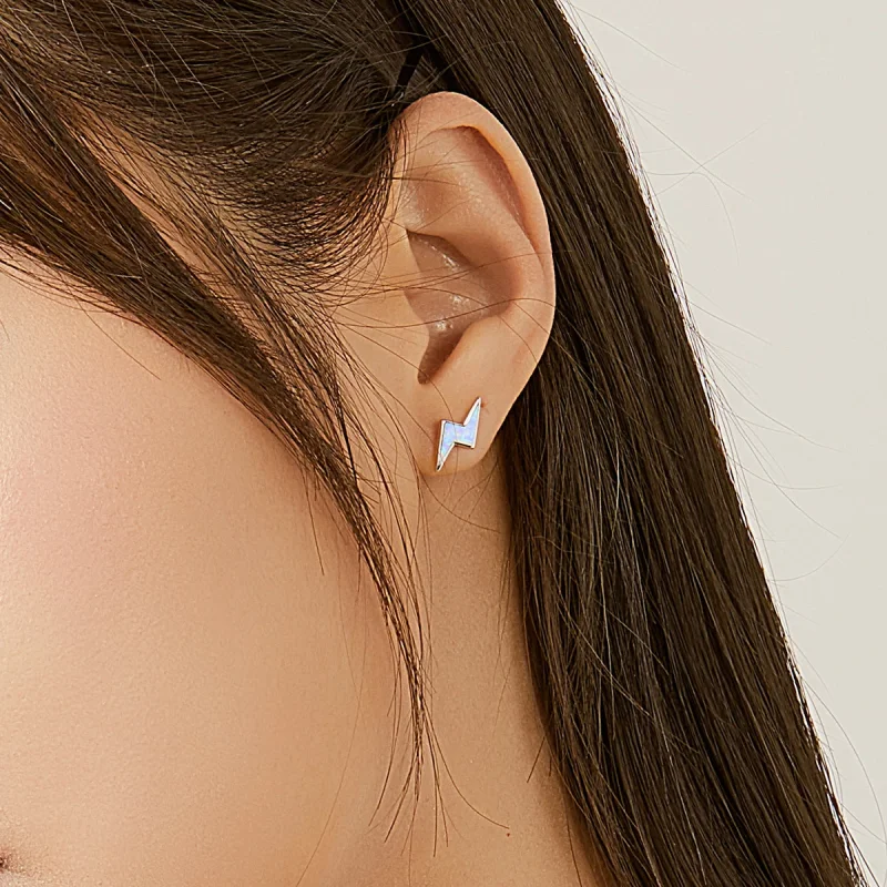 (imagem para) Pandora Style Opal Lightning Stud Earrings - SCE860 - Visualizar 5