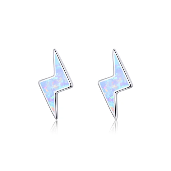(imagem para) Pandora Style Opal Lightning Stud Earrings - SCE860