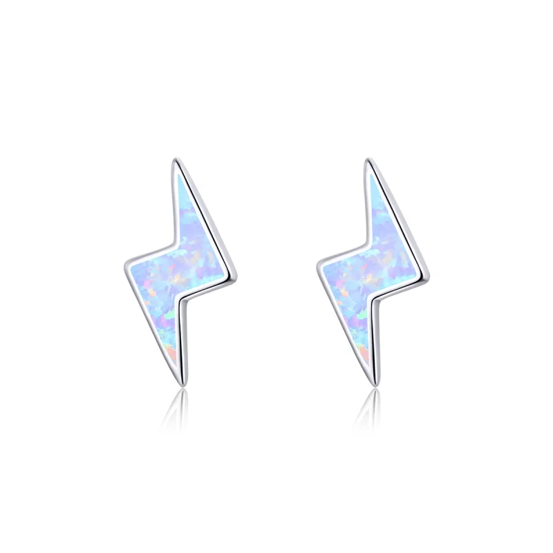(imagem para) Pandora Style Opal Lightning Stud Earrings - SCE860
