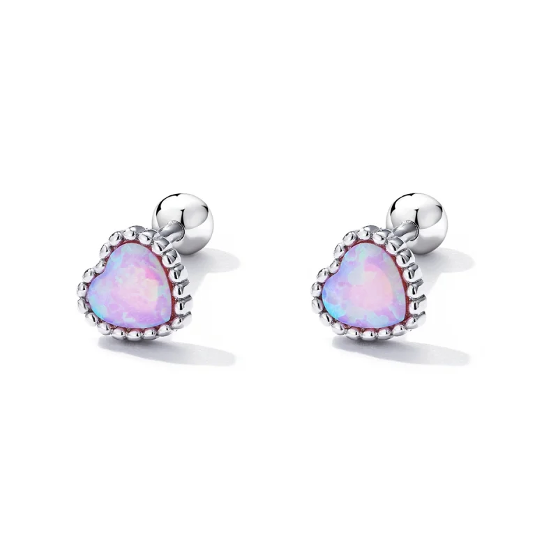 (imagem para) Pandora Style Opal Love Stud Earrings - SCE1383 - Visualizar 2