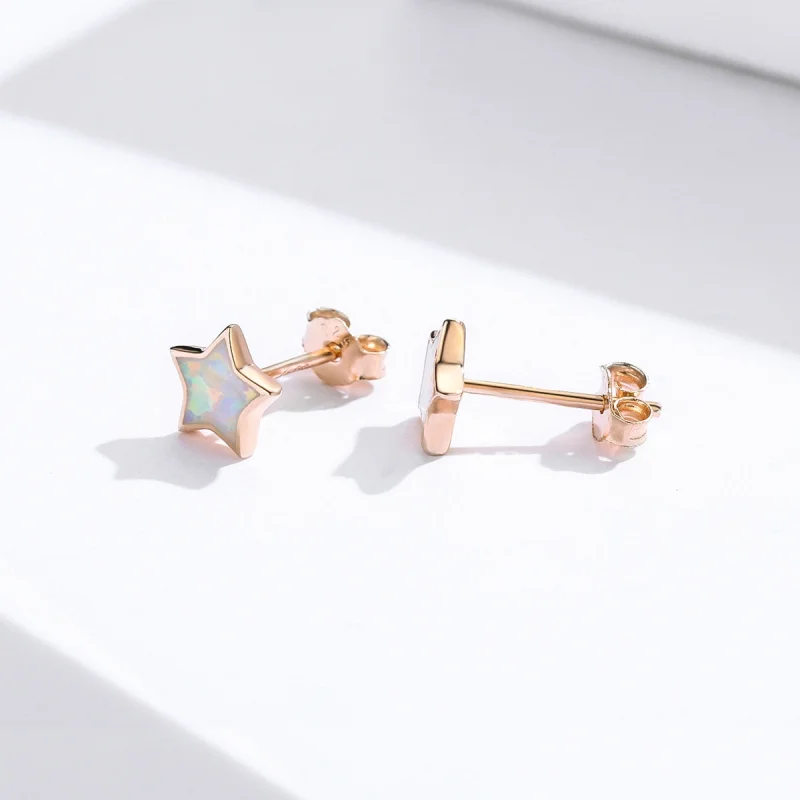 (imagem para) Pandora Style Opal Pentagram Stud Earrings - SCE674 - Visualizar 3