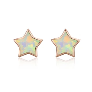 (imagem para) Pandora Style Opal Pentagram Stud Earrings - SCE674