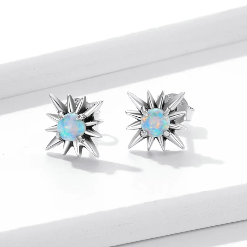 (imagem para) Pandora Style Opal Star Stud Earrings - BSE581 - Visualizar 2