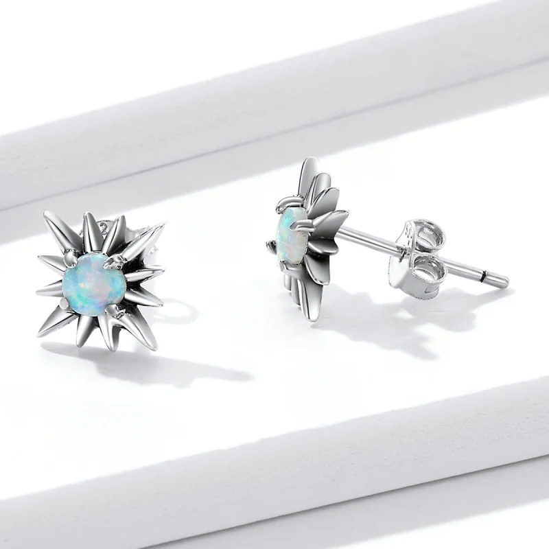 (imagem para) Pandora Style Opal Star Stud Earrings - BSE581 - Visualizar 3