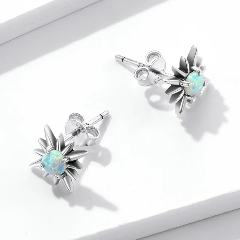 (imagem para) Pandora Style Opal Star Stud Earrings - BSE581 - Visualizar 4
