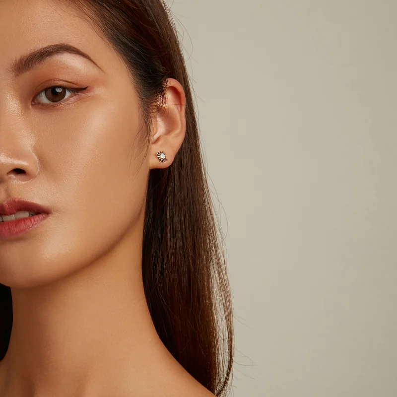 (imagem para) Pandora Style Opal Star Stud Earrings - BSE581 - Visualizar 6