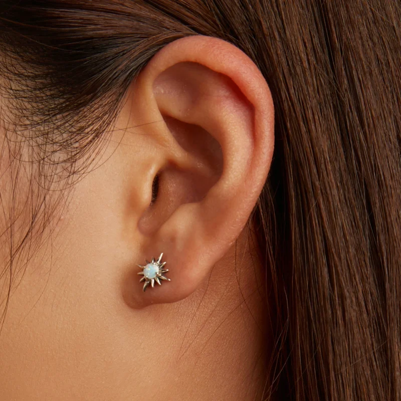 (imagem para) Pandora Style Opal Star Stud Earrings - BSE581 - Visualizar 7