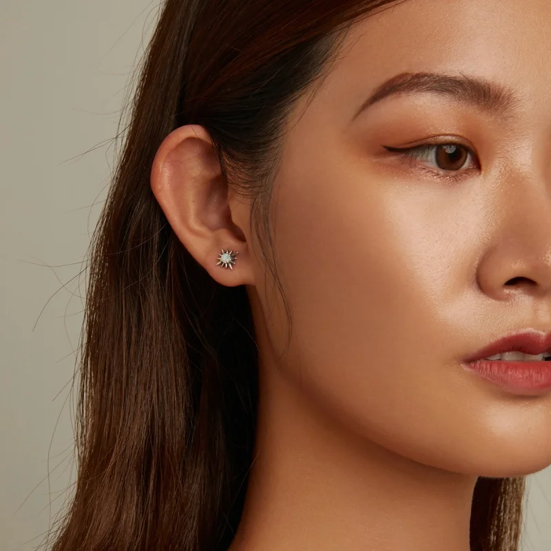 (imagem para) Pandora Style Opal Star Stud Earrings - BSE581 - Visualizar 8