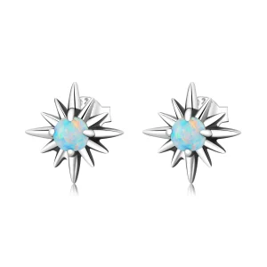 (imagem para) Pandora Style Opal Star Stud Earrings - BSE581