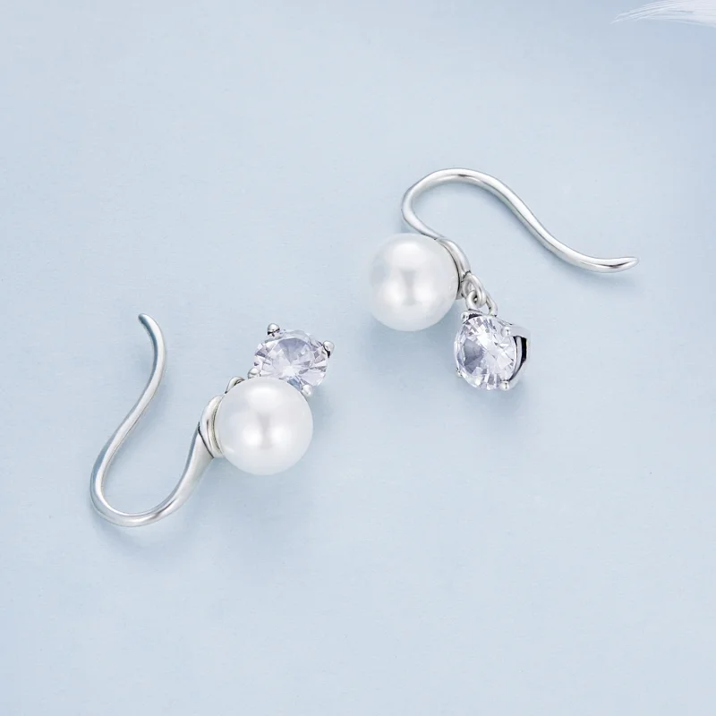 (imagem para) Pandora Style Pearl Stud Earrings - BSE684 - Visualizar 3