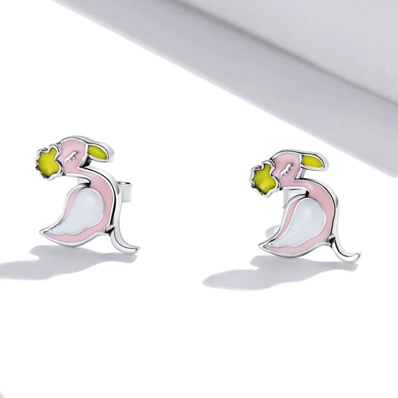 (imagem para) Pandora Style Pink Flamingo Stud Earrings - SCE1276 - Visualizar 2