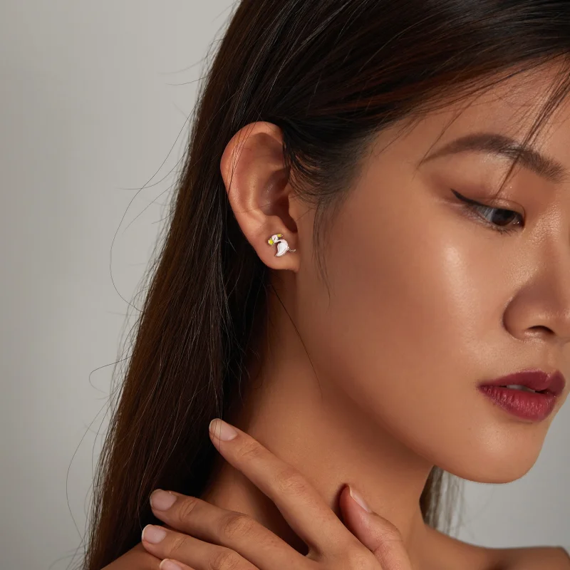 (imagem para) Pandora Style Pink Flamingo Stud Earrings - SCE1276 - Visualizar 7