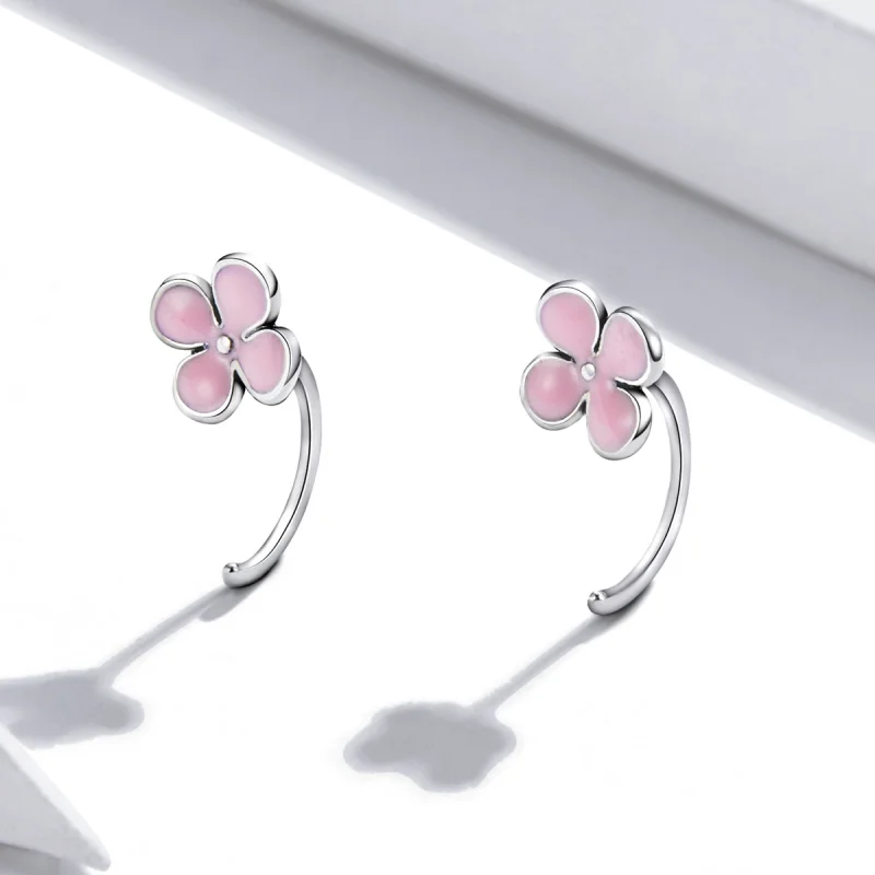 (imagem para) Pandora Style Pink Flowers Stud Earrings - SCE1286 - Visualizar 2