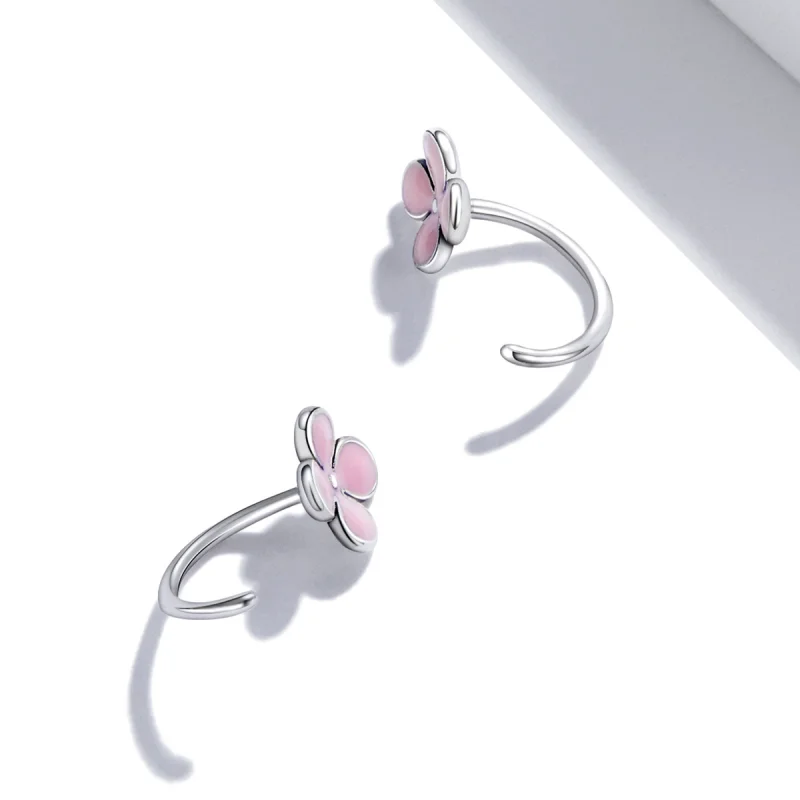 (imagem para) Pandora Style Pink Flowers Stud Earrings - SCE1286 - Visualizar 4