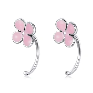 (imagem para) Pandora Style Pink Flowers Stud Earrings - SCE1286