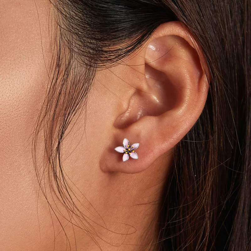 (imagem para) Pandora Style Pink Sakura Stud Earrings - SCE1273 - Visualizar 6