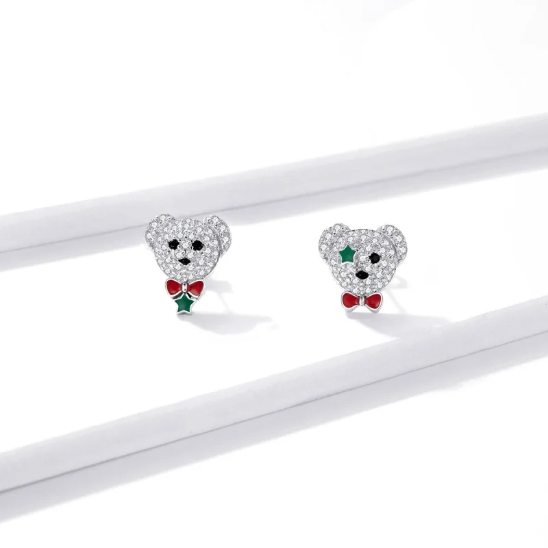 (imagem para) Pandora Style Playful Bear Stud Earrings - BSE437 - Visualizar 2