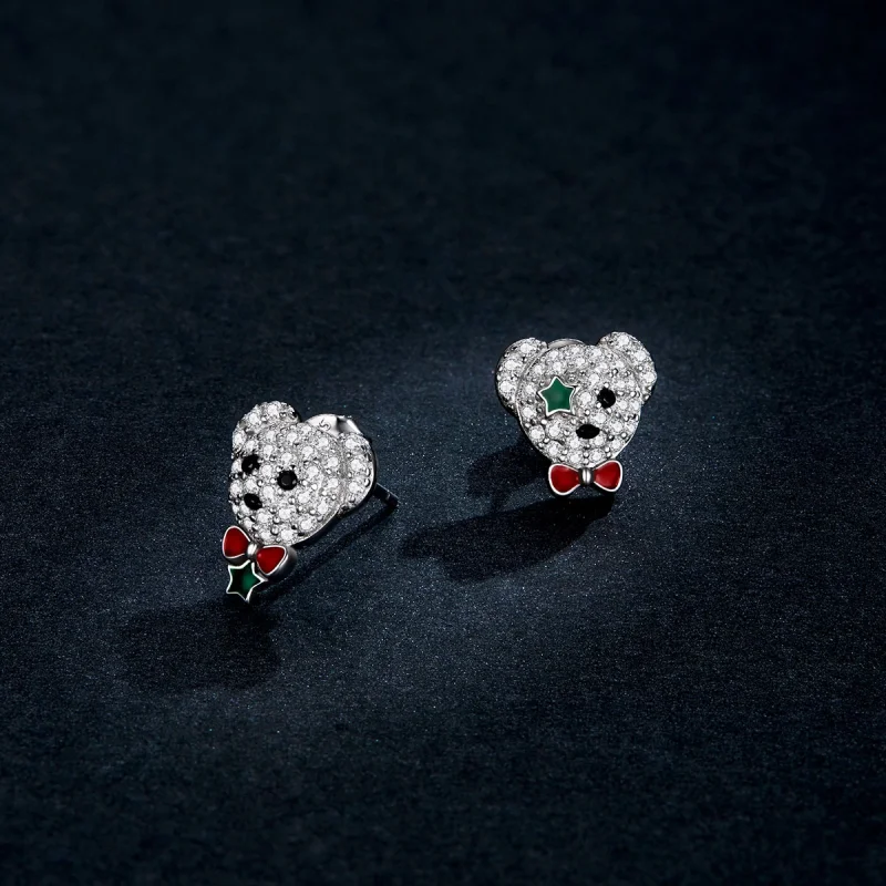 (imagem para) Pandora Style Playful Bear Stud Earrings - BSE437 - Visualizar 5