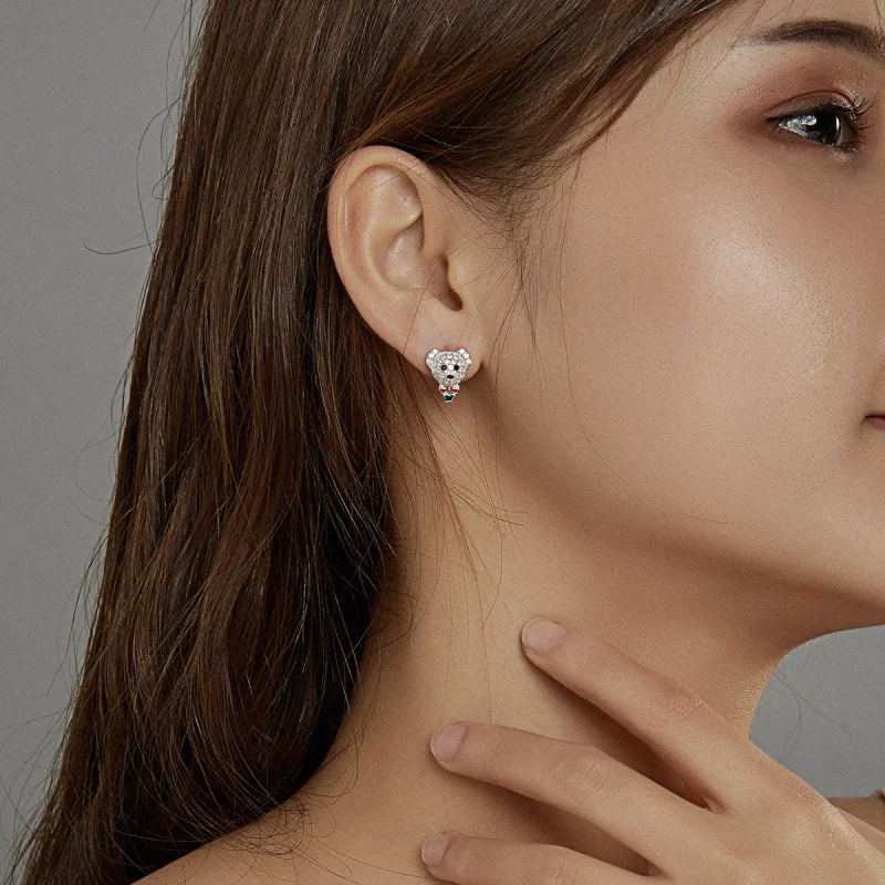 (imagem para) Pandora Style Playful Bear Stud Earrings - BSE437 - Visualizar 7