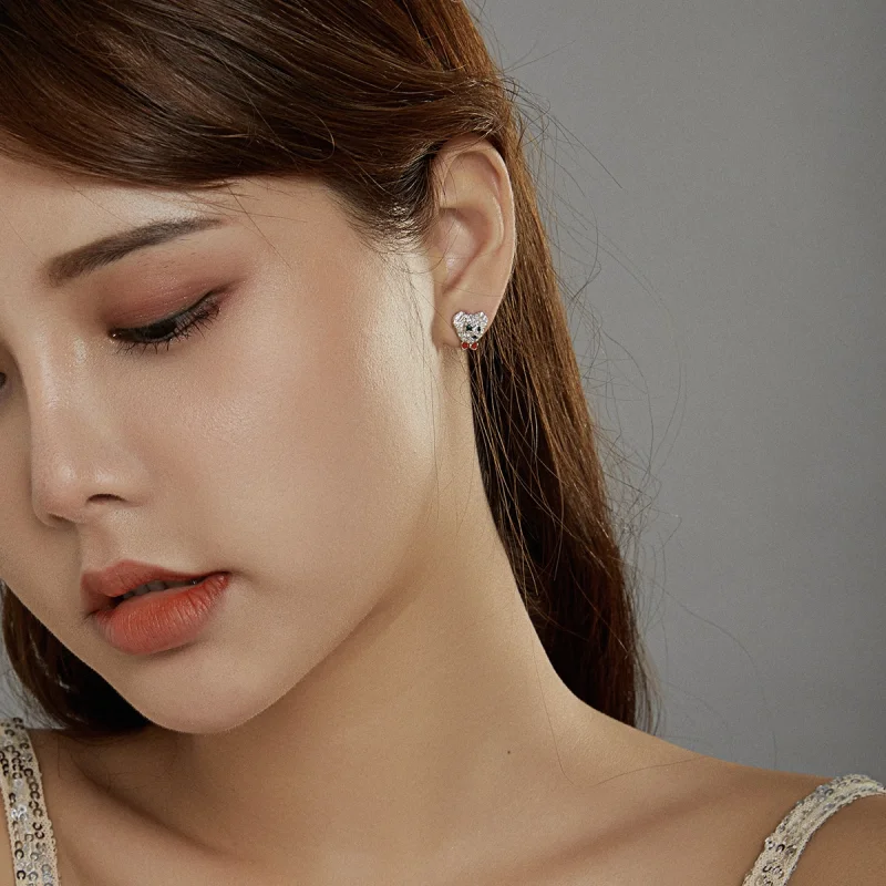 (imagem para) Pandora Style Playful Bear Stud Earrings - BSE437 - Visualizar 8