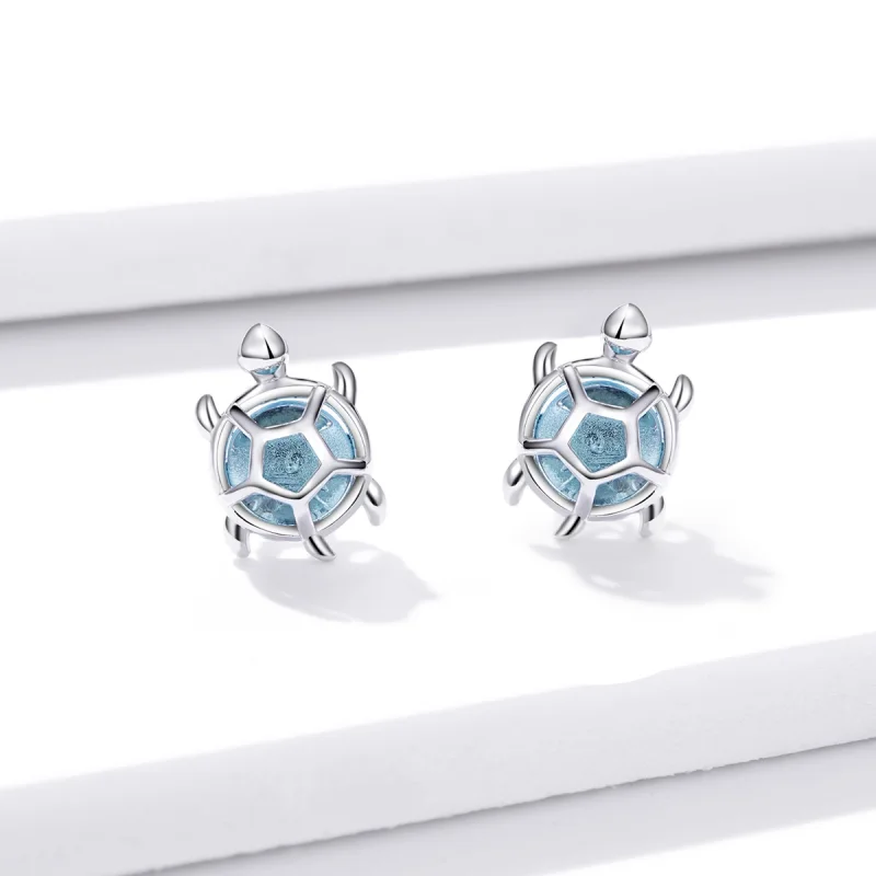(imagem para) Pandora Style Playful Turtle Stud Earrings - BSE406 - Visualizar 2