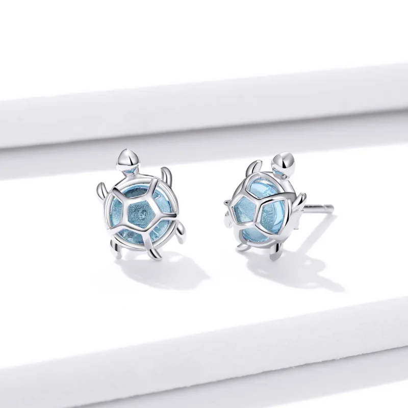 (imagem para) Pandora Style Playful Turtle Stud Earrings - BSE406 - Visualizar 3