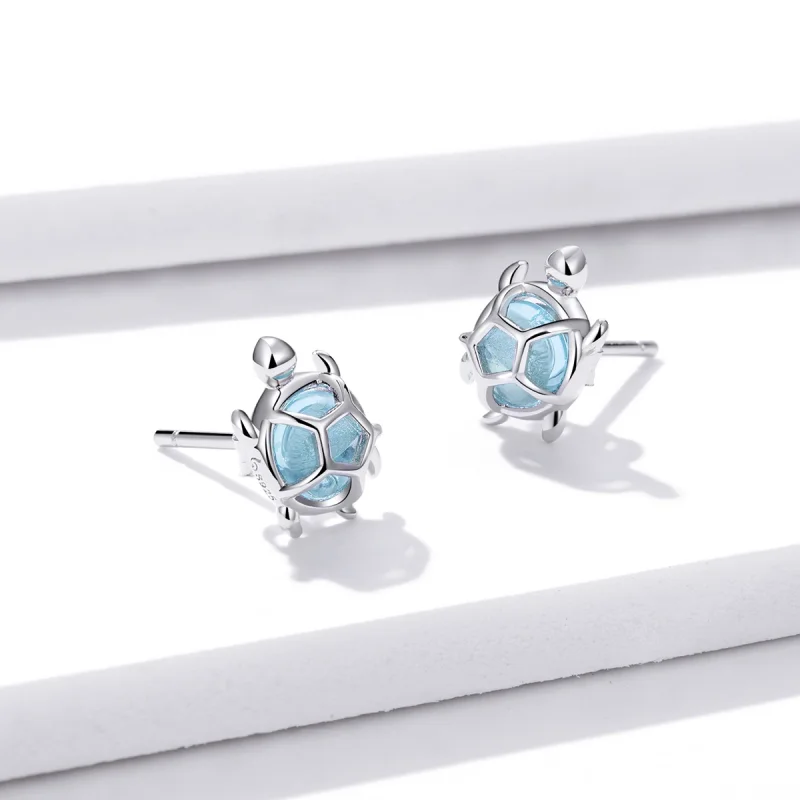 (imagem para) Pandora Style Playful Turtle Stud Earrings - BSE406 - Visualizar 4