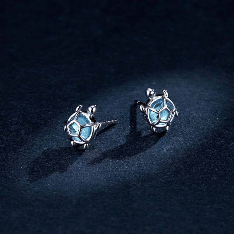 (imagem para) Pandora Style Playful Turtle Stud Earrings - BSE406 - Visualizar 5