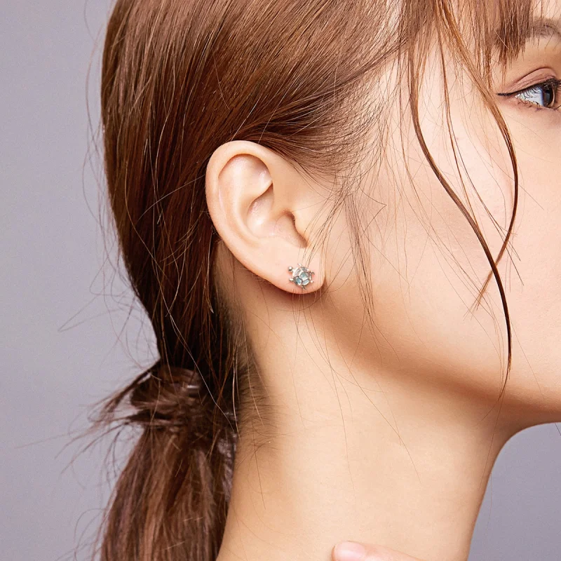 (imagem para) Pandora Style Playful Turtle Stud Earrings - BSE406 - Visualizar 8