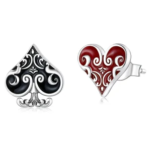 (imagem para) Pandora Style Poker Hearts Stud Earrings - SCE1378