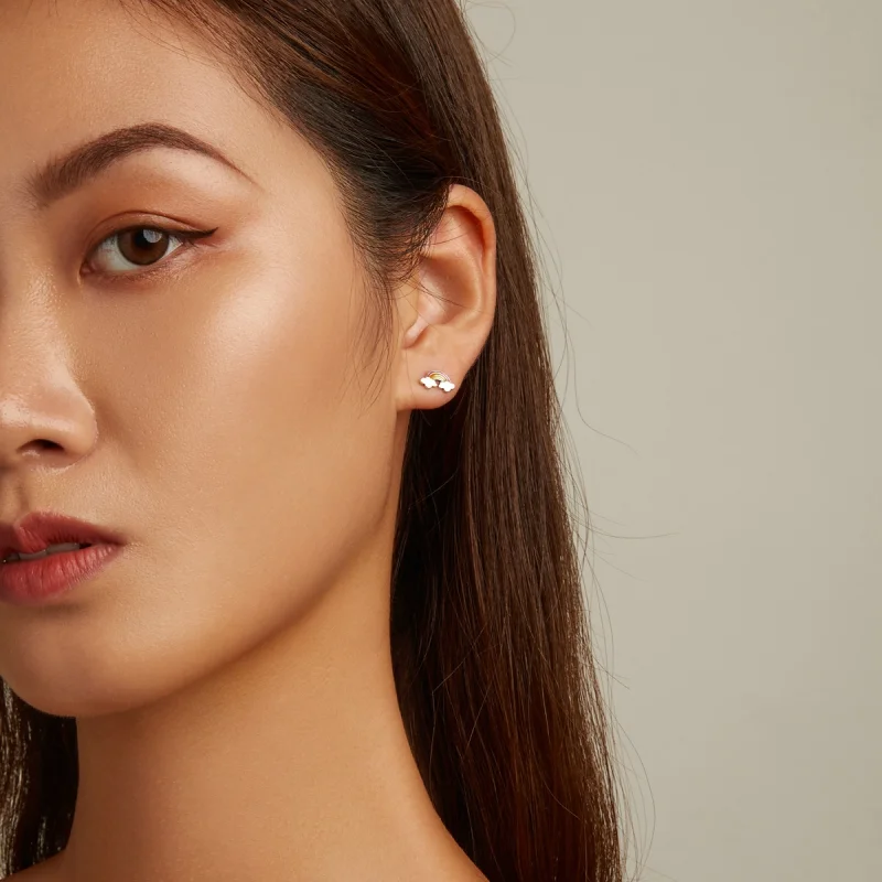 (imagem para) Pandora Style Rainbow Clouds Stud Earrings - SCE1339 - Visualizar 5