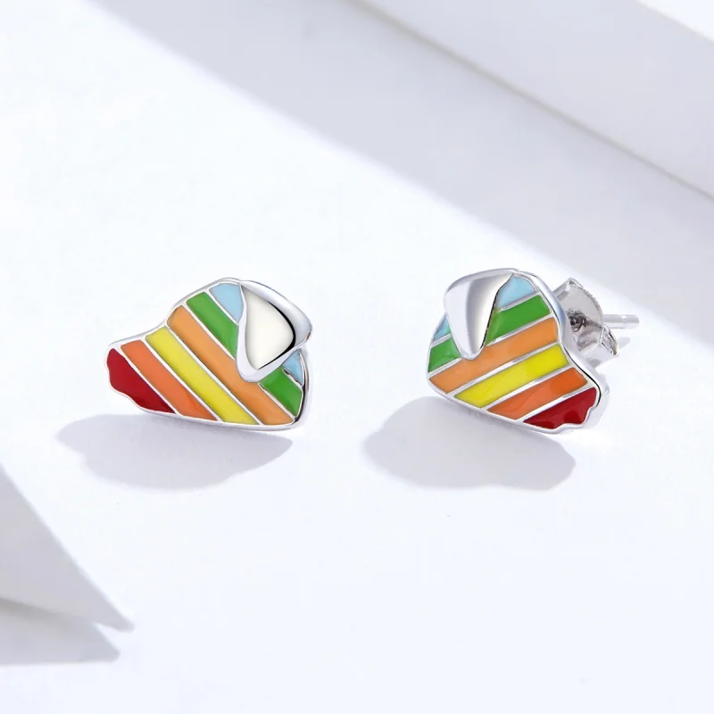 (imagem para) Pandora Style Rainbow Dog Stud Earrings - SCE825 - Visualizar 3