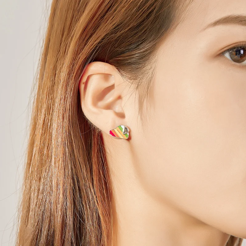 (imagem para) Pandora Style Rainbow Dog Stud Earrings - SCE825 - Visualizar 7