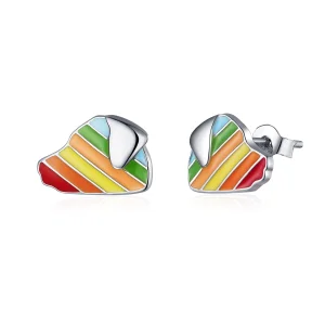 (imagem para) Pandora Style Rainbow Dog Stud Earrings - SCE825