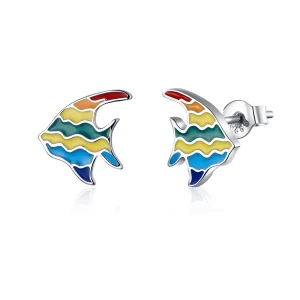(imagem para) Pandora Style Rainbow Fish Stud Earrings - SCE824