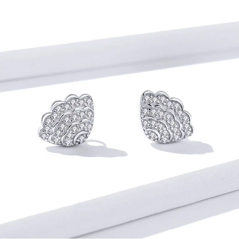 (imagem para) Pandora Style Romantic Shell Stud Earrings - BSE342 - Visualizar 3