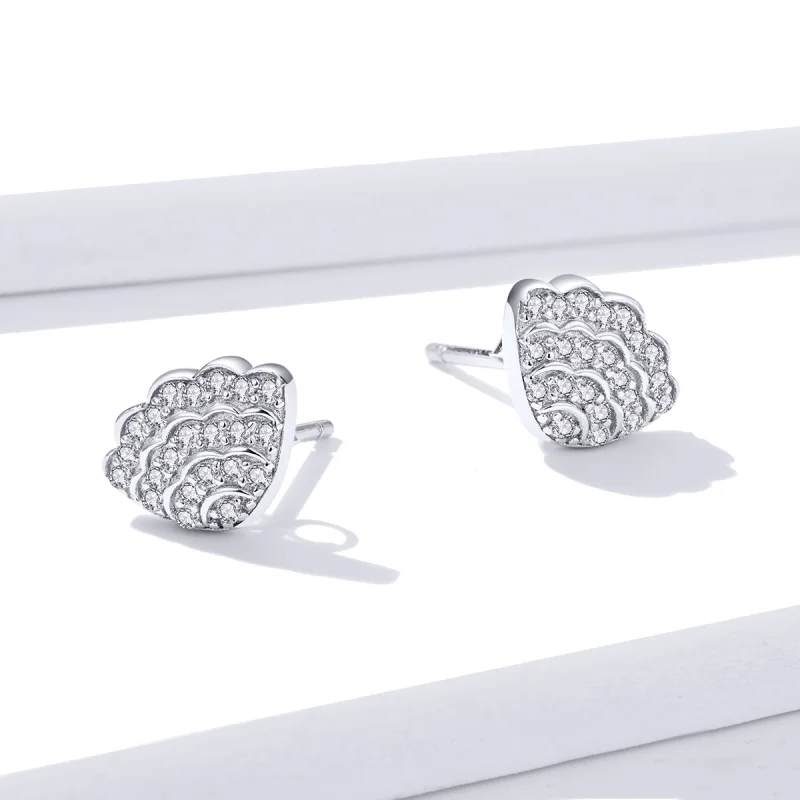(imagem para) Pandora Style Romantic Shell Stud Earrings - BSE342 - Visualizar 4