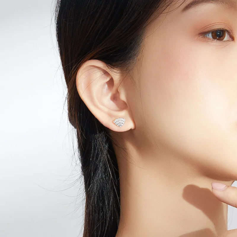 (imagem para) Pandora Style Romantic Shell Stud Earrings - BSE342 - Visualizar 5