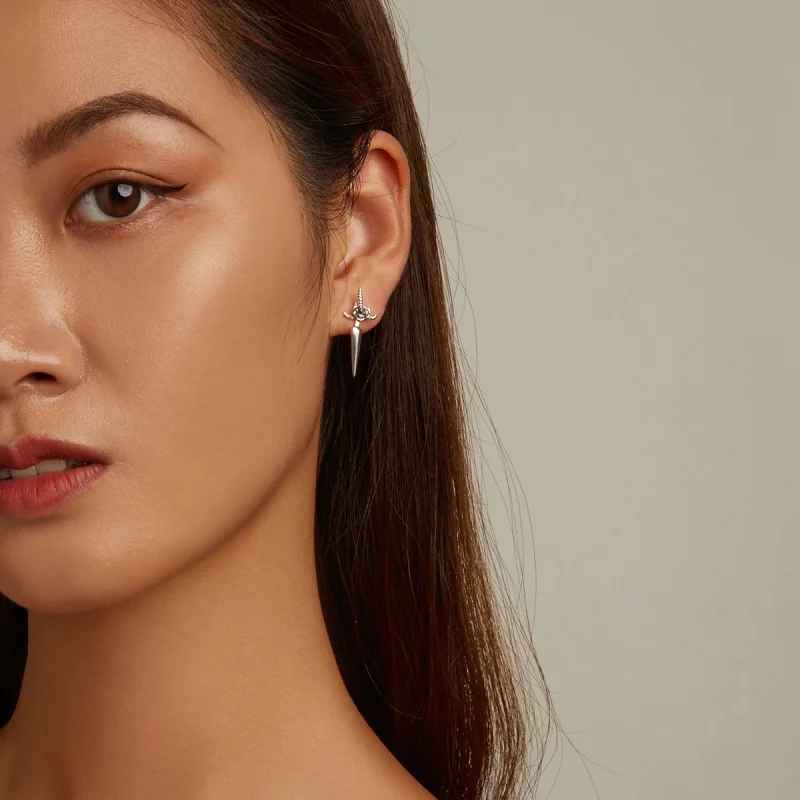 (imagem para) Pandora Style Rose Dagger Stud Earrings - SCE1349 - Visualizar 6