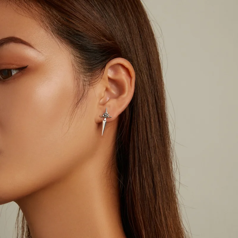 (imagem para) Pandora Style Rose Dagger Stud Earrings - SCE1349 - Visualizar 7