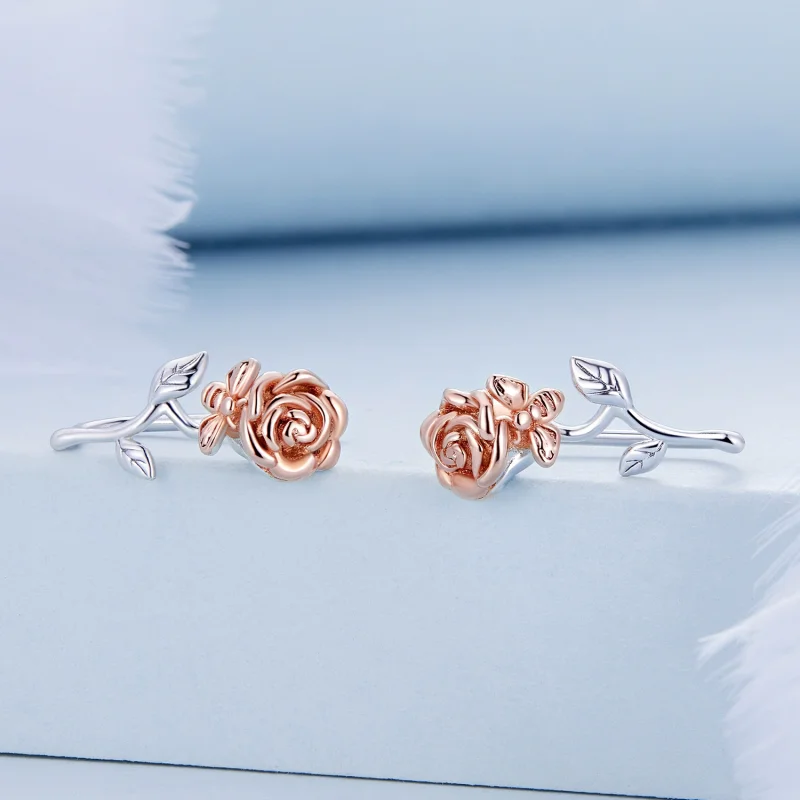 (imagem para) Pandora Style Rose Stud Earrings - BSE682 - Visualizar 2
