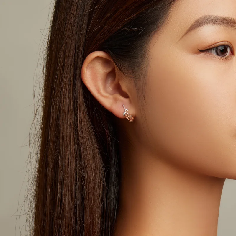 (imagem para) Pandora Style Rose Stud Earrings - BSE682 - Visualizar 7