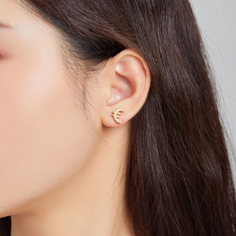 (imagem para) Pandora Style Secret Symbol - € Stud Earrings - SCE1074 - Visualizar 6