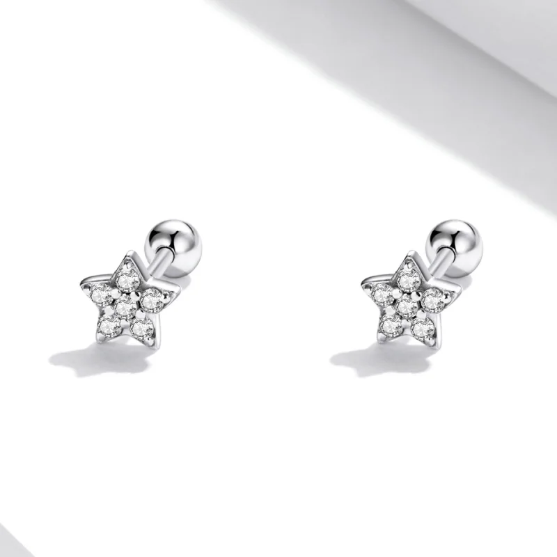 (imagem para) Pandora Style Shining Star Stud Earrings - SCE1297 - Visualizar 2